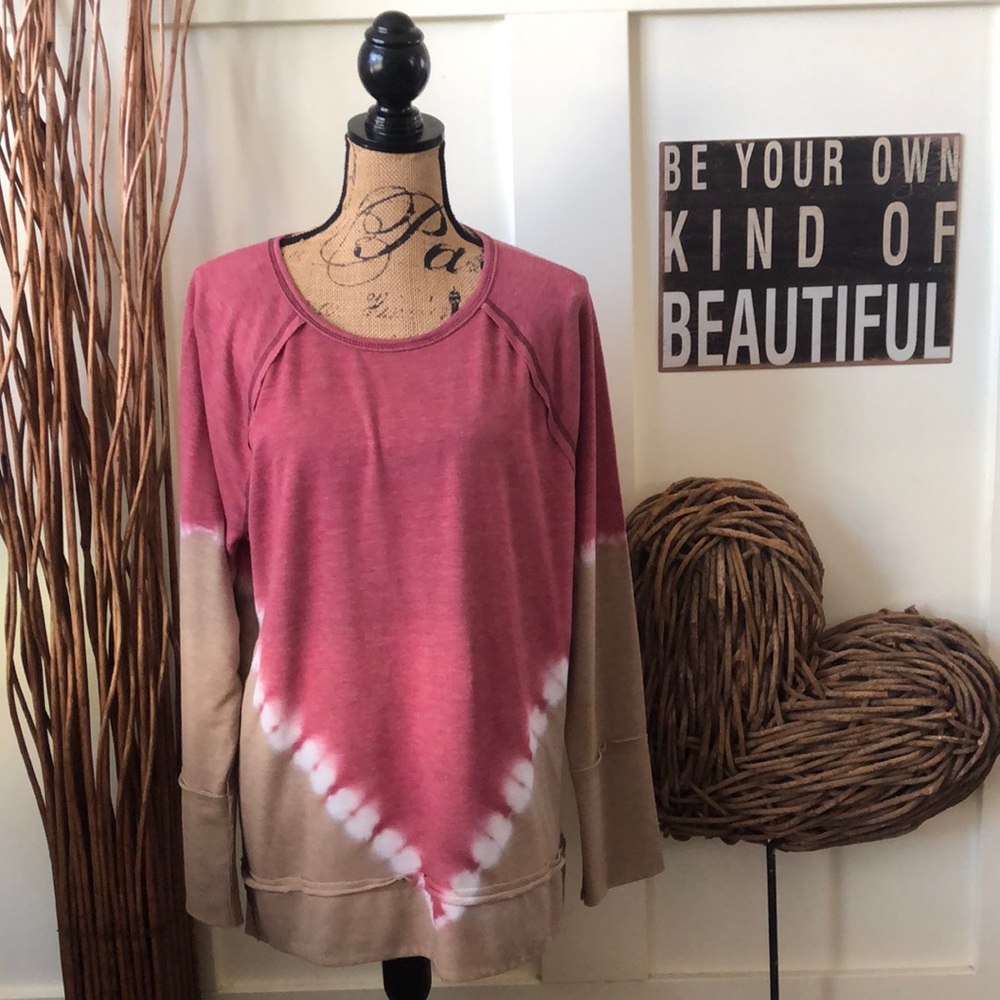 Knox Rose Tan and Rose Tie Dyed Hi Low Tunic